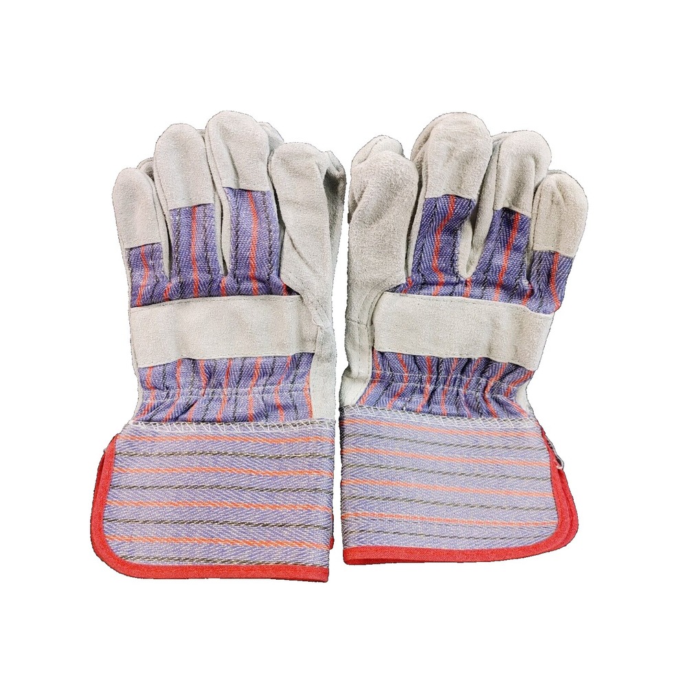 3 Pairs Leather Work Gloves Women Large Palm Safety Split Cowhide Welding Cuff
